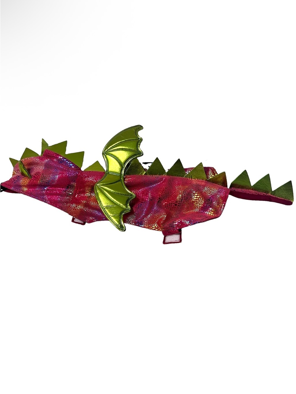 Red Dragon Pet Costume with Wings & Dorsal Spikes Metallic & Iridescent
